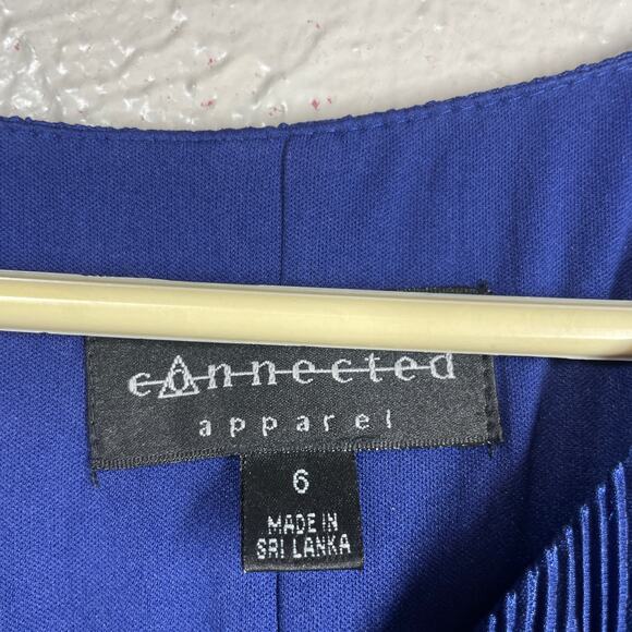 Connected Apparel Womens Blue V Neck Layered Lined Shutter Shift Dress Size 6 - Picture 3 of 8